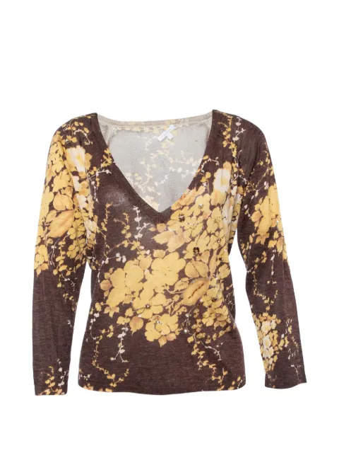Max Mara floral-print V-neck sweater Brown 891871