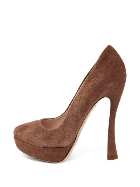 Miu Miu Pre-Owned platform suede pumps Brown 1017436
