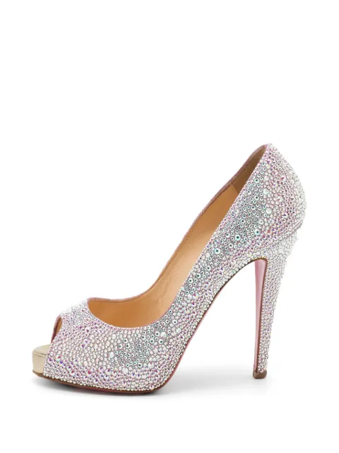 Christian Louboutin Pre-Owned New Riche crystal-embellished open-toe pumps Pink 736631
