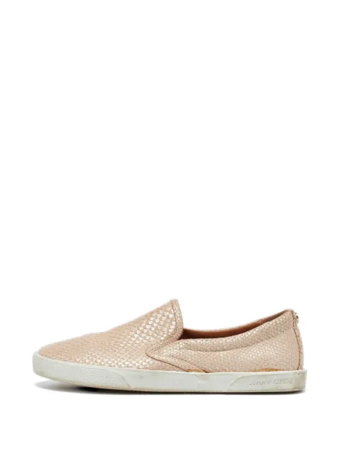 Jimmy Choo Pre-Owned python-embossed slip-on sneakers Neutrals 1020371