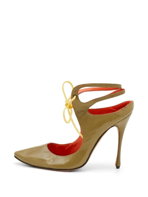 Manolo Blahnik cut-out lace-up pumps Green 720184