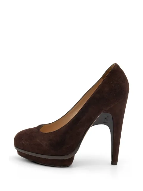 Fendi Pre-Owned platform suede pumps Brown 735553
