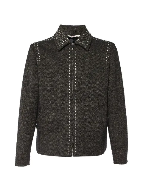 Valentino Garavani Pre-Owned studded tweed jacket Brown 1059652