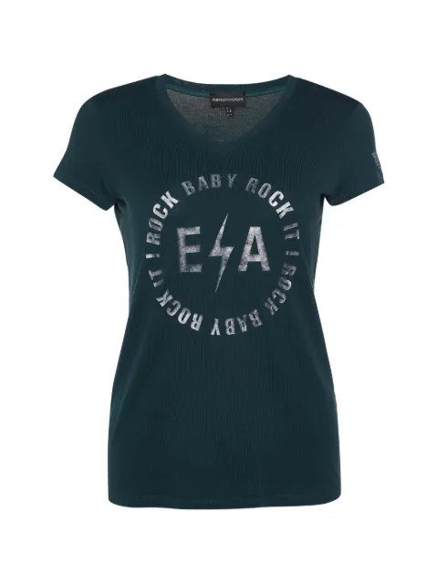 Emporio Armani Pre-Owned logo-print V-neck T-shirt Green 979582
