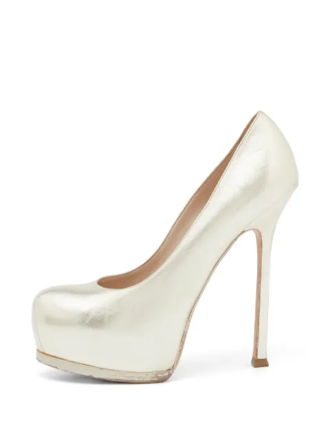 Saint Laurent Pre-Owned Tribtoo platform pumps Gold 808008