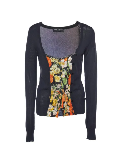 Dolce & Gabbana Pre-Owned floral-print panelled cardigan Black 889238