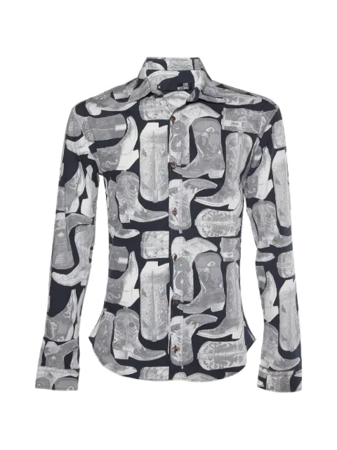 Love Moschino boots-print shirt Grey 999411