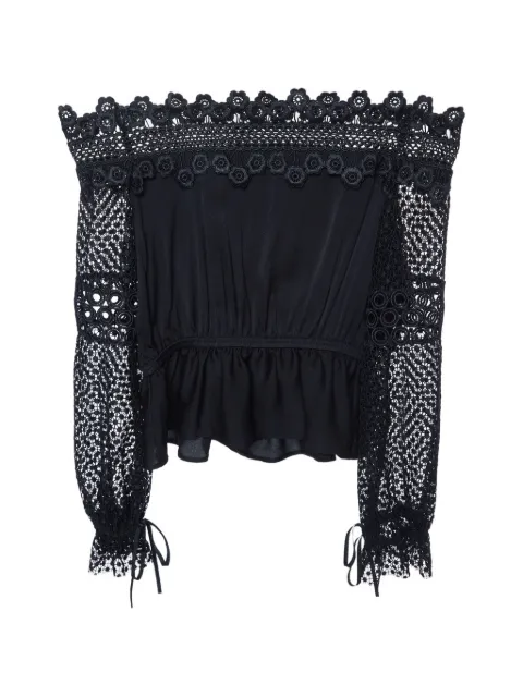 Self-Portrait lace-panel off-shoulder blouse Black 998853