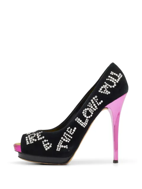 Giuseppe Zanotti Vintage crystal-embellished peep-toe platform pumps Black 723443