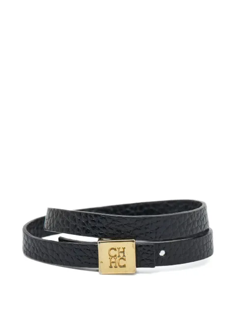 Carolina Herrera Vintage double wrap leather bracelet Black 1024567