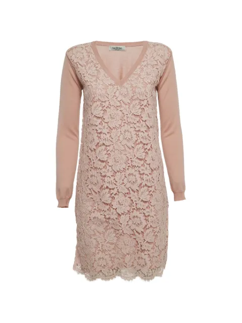 Valentino Garavani Pre-Owned floral lace long-sleeve mini dress Pink 912396