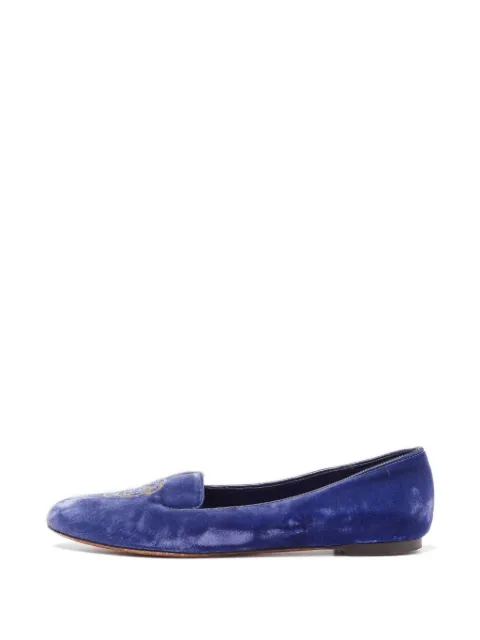 Alexander McQueen Pre-Owned Skull velvet slippers Blue 892500