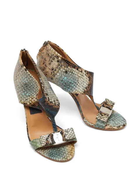 Ferragamo Pre-Owned T-strap python-embossed sandals Blue 1009487