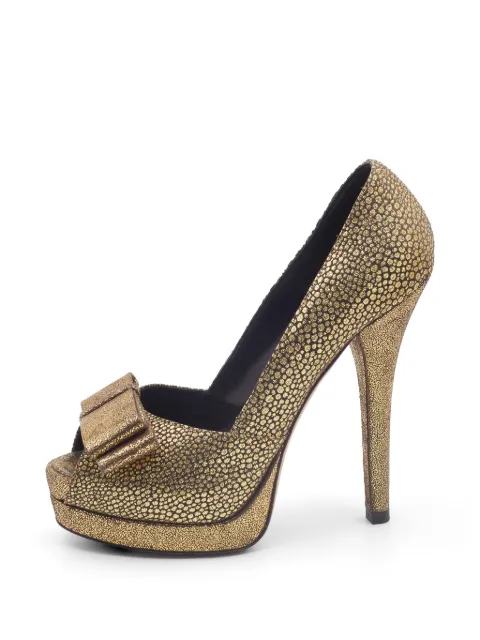 Fendi Pre-Owned bow peep-toe pumps Gold 807848