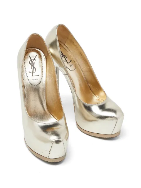 Saint Laurent Pre-Owned Tribtoo platform pumps Gold 952123