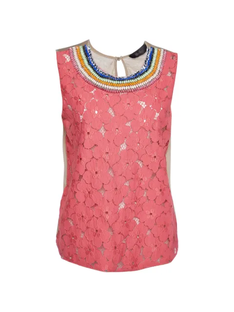 Max Mara floral lace embellished top Pink 900808