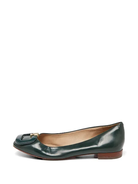 Tory Burch buckle patent leather ballet flats Green 900811