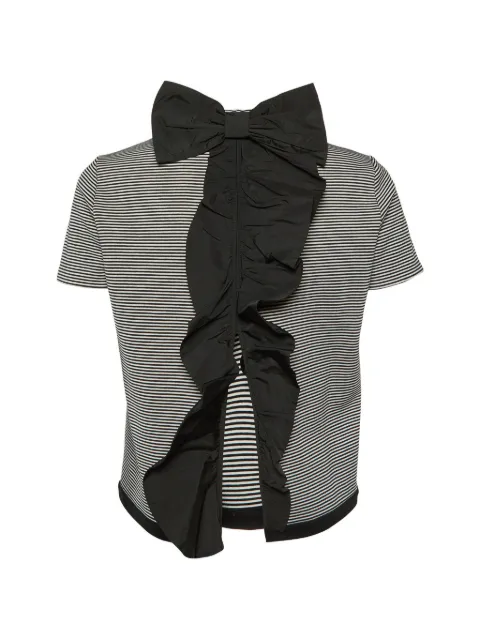 Red Valentino Vintage striped bow-detail T-shirt White 1085991