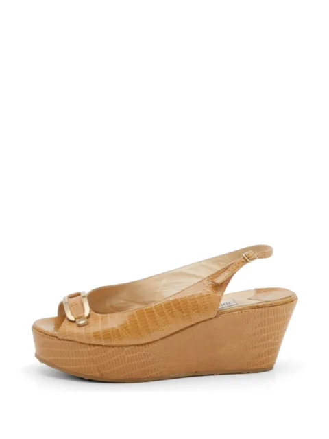 Jimmy Choo Pre-Owned lizard-embossed wedge sandals Neutrals 686611
