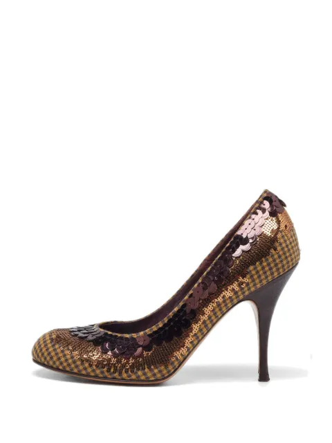 Etro Pre-Owned sequin round-toe pumps Brown 982150