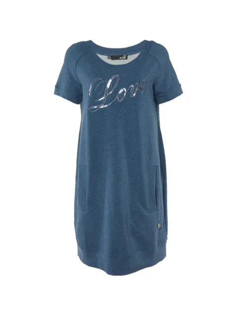 Moschino Pre-Owned sequin-logo mini dress Blue 892244