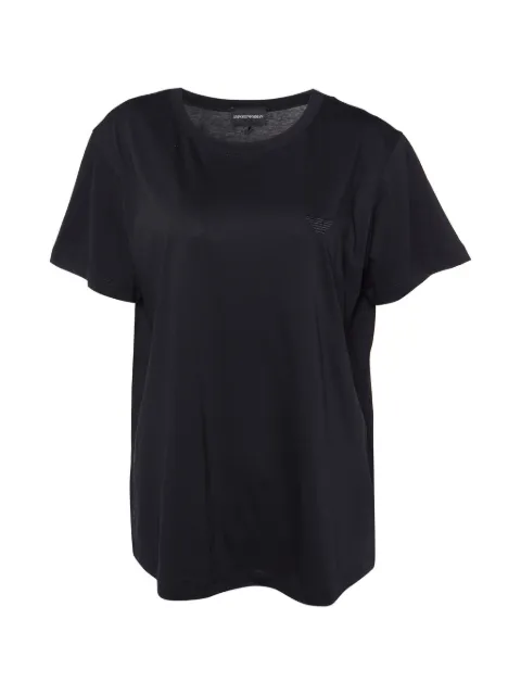 Emporio Armani Pre-Owned logo-embroidered T-shirt Black 899038