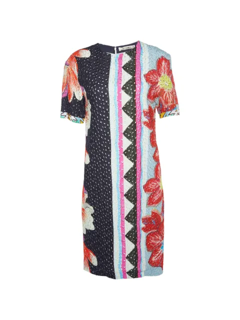 Etro Pre-Owned floral-print embroidered shift dress Blue 975849
