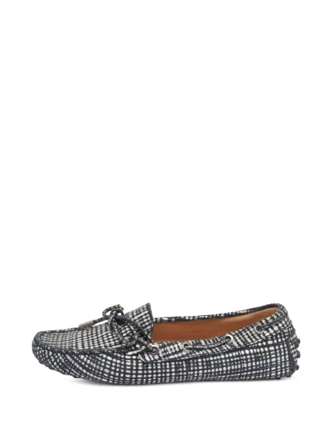 Tod's Vintage textured bow loafers Blue 804596