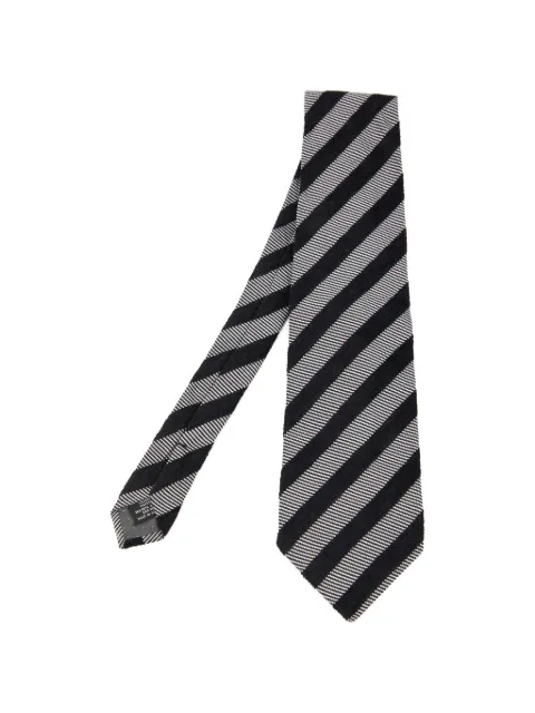Gianfranco Ferré diagonal-striped jacquard tie Black 811473