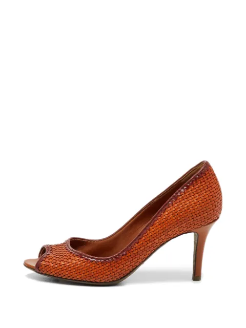 Sergio Rossi leather peep-toe heeled pumps Orange 1146706