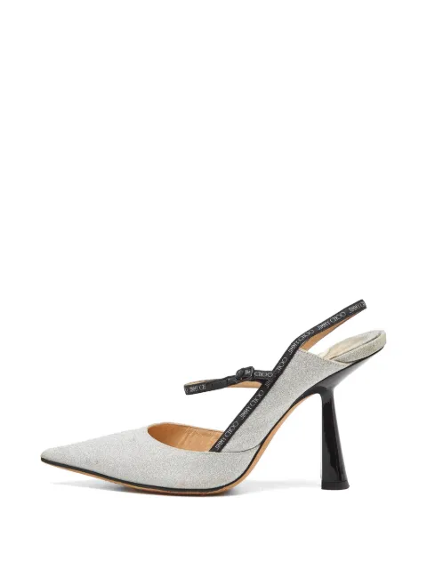 Jimmy Choo Pre-Owned glitter slingback pumps Silver 969120