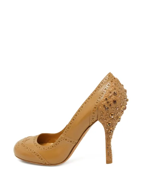 Miu Miu Pre-Owned Brogue crystal-embellished pumps Neutrals 1000681