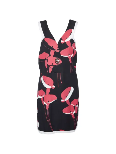 Miu Miu Pre-Owned floral-print turn-lock mini dress Black 992758