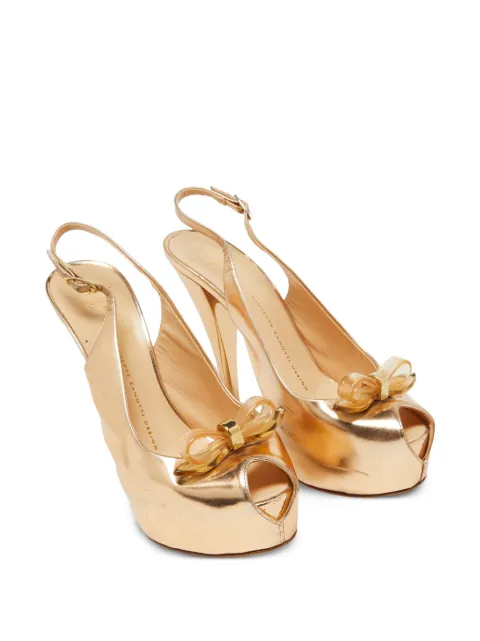 Giuseppe Zanotti Vintage peep-toe platform slingback heeled sandals Gold 1077084