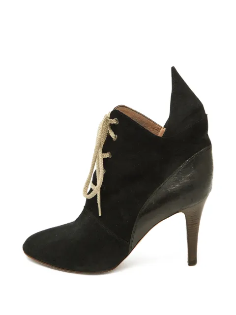 Chloé Pre-Owned lace-up pointed-toe heeled boots Black 1001101