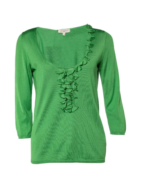 Etro Pre-Owned ruffled silk sweater Green 746283