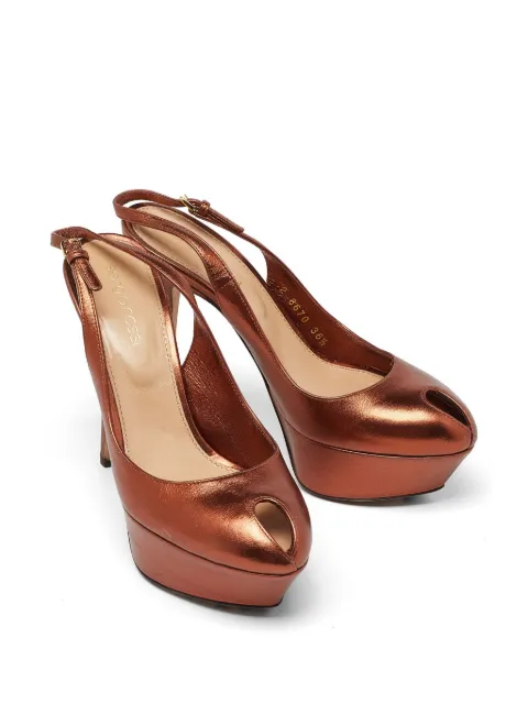 Sergio Rossi Vintage Cachet peep-toe slingback sandals Brown 977613
