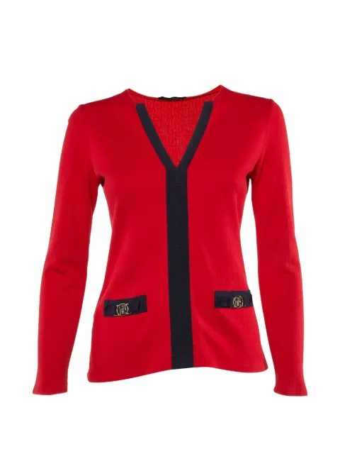 Carolina Herrera Vintage cotton V-neck blouse Red 1175573