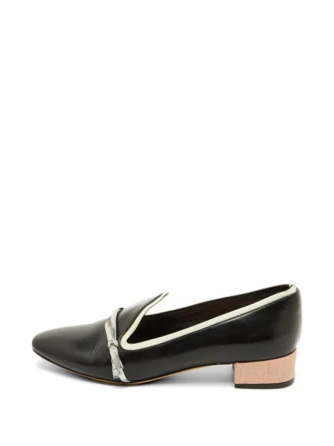 Christian Dior Pre-Owned bow-detail block-heel loafers Black 1191922