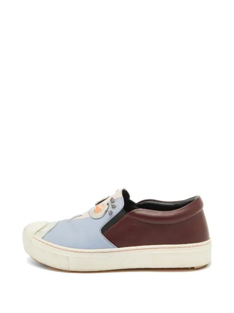 Fendi Pre-Owned face-motif slip-on sneakers Blue 1105245