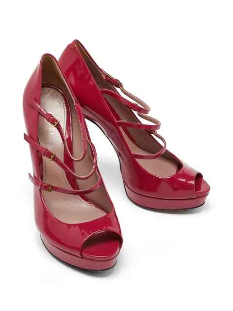 Gucci Pre-Owned buckle-fastening strappy platform pumps Pink 984031