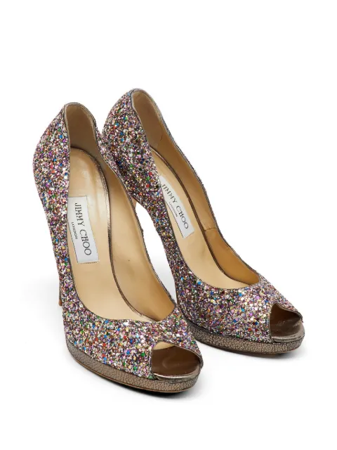 Jimmy Choo Pre-Owned Crown glitter pumps Silver 1141441
