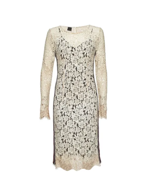 PINKO corded lace stripe-tape midi dress Neutrals 1078248
