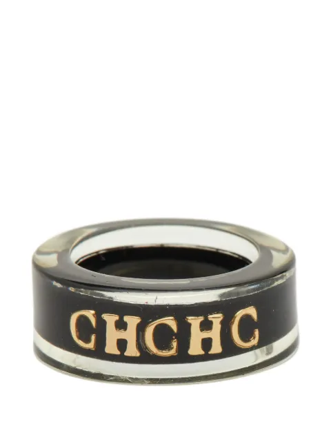 Carolina Herrera Vintage logo resin ring Black 1110651