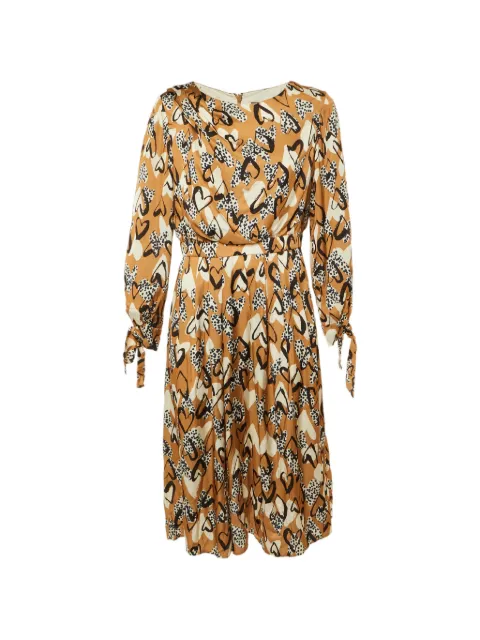 Paule Ka heart-print satin midi dress Neutrals 1212416