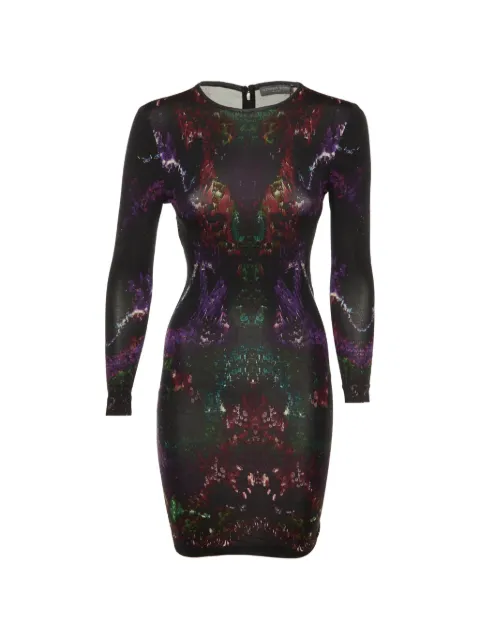 Alexander McQueen Pre-Owned abstract-print fitted midi dress Black 1197953