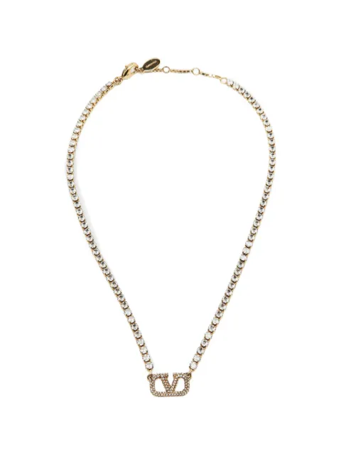 Valentino Garavani Pre-Owned VLogo Signature crystal necklace Gold 1075434