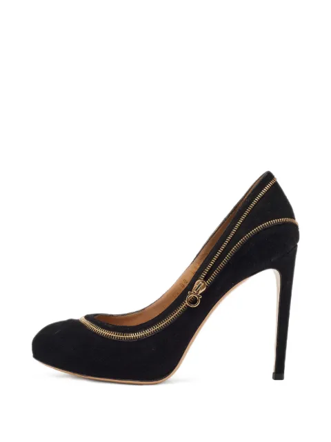 Ferragamo Pre-Owned Rory suede zipper pumps Black 1069079