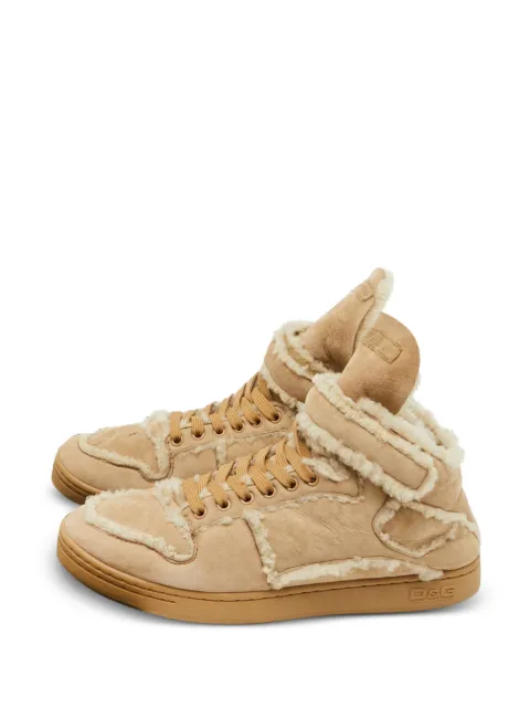 Dolce & Gabbana Pre-Owned shearling-trim suede sneakers Neutrals 1122988