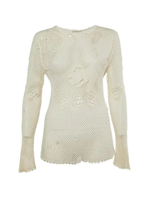 Maje embroidered mesh sweater Neutrals 1175738